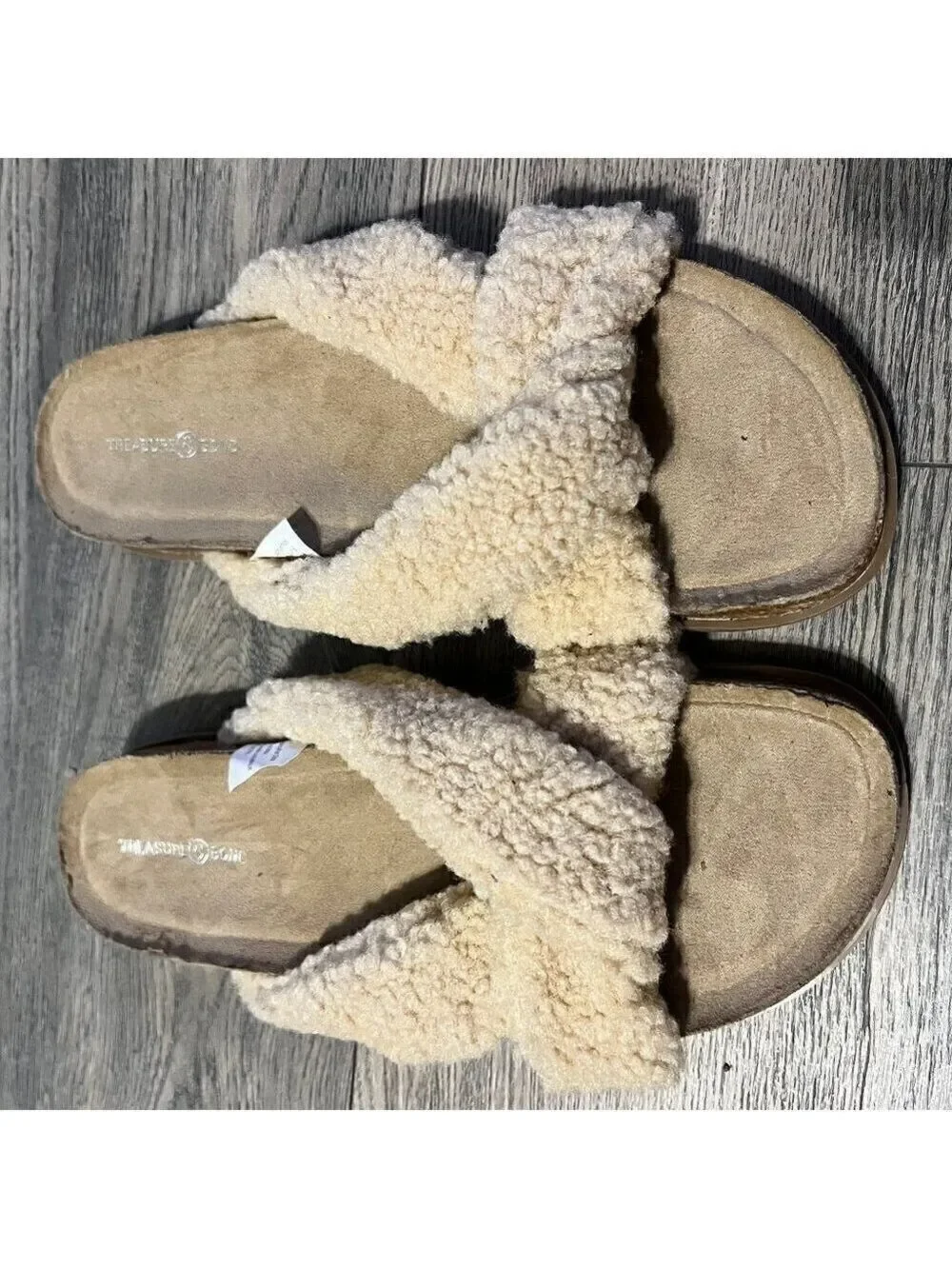 New Treasure & Bond Davina Faux Shearling Slides Size 8
